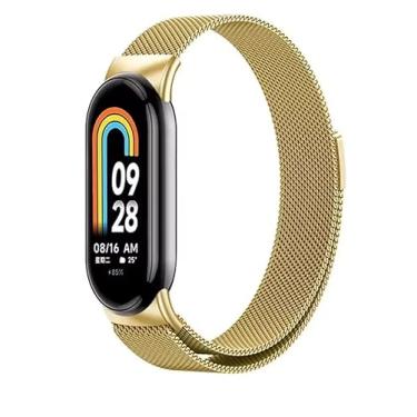 Imagem de Pulseira de Aço Metal Milanesa Fecho Magnético Compatível com Mi Band 10 (Dourado)