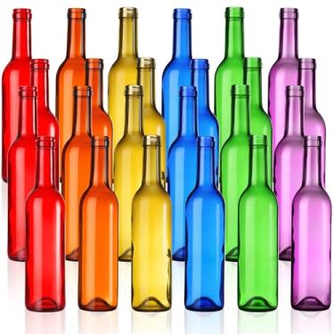 Imagem de Rtteri 12 peças de garrafas de vinho coloridas decorativas de 375 ml, garrafas de vidro vazias para flores, decoração de casamento, peça central, lembrancinha de festa de Natal, artesanato DIY