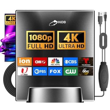 Imagem de HIDB Antena De Tv Digital Hd Upgrade 2025 Para Smart Tvs - Hdtv Interna Amplificada, Longo Alcance, Suporta 4K, 1080P, Vhf/Uhf Fácil Configuração, Cabo 3 Metros, Assista Canais Locais Grátis
