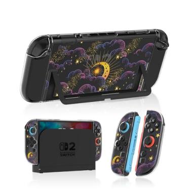 Imagem de Gurgita Dockable Case for Nintendo Switch 2 2025 - Cute Kawaii Design Clear Soft TPU Grip Cover for Joy-Con PUR Moon Protective for Girls Boys Teens