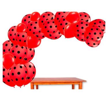 Imagem de Kit Festa Ladybug Decoração Arco Descontruído 75 Balão +fita - BalõesJ