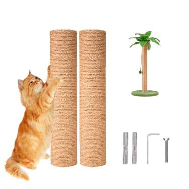 Imagem de Meowoou 2 varas de substituição para arranhadores para gatos, 7 x 35 cm, corda de sisal natural para gatos e torres de escalada