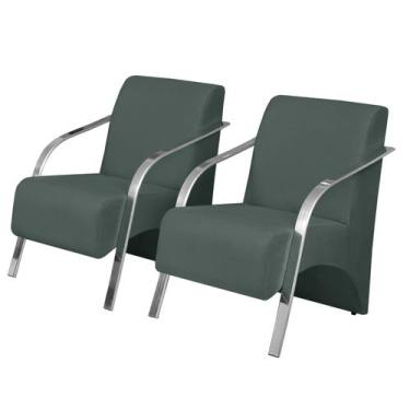 Imagem de Kit 2 Poltronas Decorativas Vênus 1 Lugar Braço Pé Alumínio DSalla Sue
