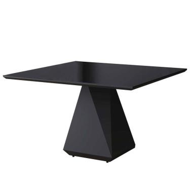 Imagem de Mesa de Jantar Quadrada 140x140cm Lia Tampo Vidro Preto CCS