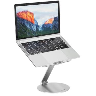 Imagem de Meaowxva Suporte para laptop com base giratória de 360°, suporte dobrável para computador, design ergonômico, elevador de alumínio ajustável em ângulo compatível com MacBook Pro/Air, Dell, laptops (10