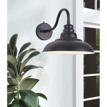 Imagem de Arandela de parede exterior pescoço de ganso de 30,5 cm, arandela de parede externa rústica para casa de fazenda, iluminação externa, vintage, luminária preta industrial para varanda, entrada, garagem