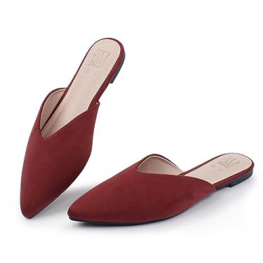 Imagem de Hawkwell Mocassim feminino sem costas nuas, sem cadarço, sem cadarço, confortável, bico fino, mules, Camurça claret, 37