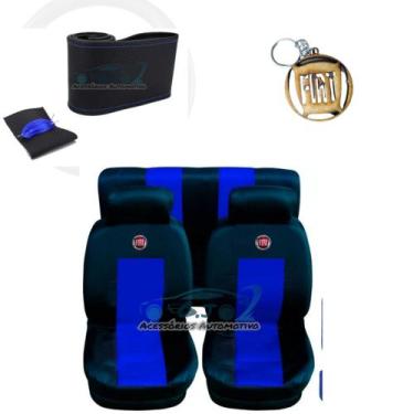 Imagem de capa banco carro couro azul+capa volante p SIENA 98A00 - gj acessorio