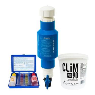 Imagem de Kit Dosador de Cloro D1 + Pote 1 Kg Clim90 + Estojo de análise Cloro/P