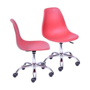 Imagem de Kit 2 Cadeiras Boxbit Dkr Eames Base Em Rodízio Telha