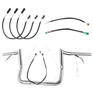 Imagem de Prewired Guidão Rise Ape Hangers Street Glide De 10" Pré-Cabeado Para Harley 2014-2023 Street Glide/Electra Glide/Ultra Limited Barra De Gancho De Carne De 1,25" Fio Can-Bus Pré-Cabeado E Linha De G