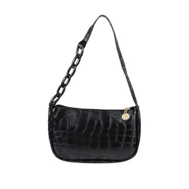 Imagem de WisePoint Bolsa de mão clutch de couro PU, bolsa de ombro pequena para mulheres e meninas, linda bolsa de ombro (preta)