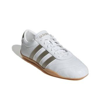 Imagem de adidas Tênis feminino Grand Court Lo, Branco cristal/Cyber Metallic/Gum, 36