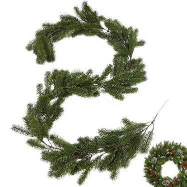 Imagem de Rrlihjgu Guirlanda de Pinheiro Artificial Real Touch | Guirlanda Natal de Pinheiro - Decoração para Interior Exterior Casa Lareira Varanda Mesa Festas