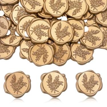 Imagem de Adesivos de selo de cera de alecrim adesivos de selo de cera autoadesivos 50 peças de selos de envelope de convite de casamento ouro antigo para festa cartão de felicitações embrulho de presente