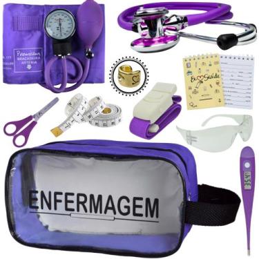 Imagem de Kit Academico Enfermagem Premium Preto Completo - Love Saude, ROXO TRA
