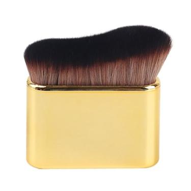 Imagem de OIIBWQ Pincel de base, ferramenta de maquiagem, cobertura total, formato de onda, pincel cosmético para creme, bronzer, pó, rosto, pescoço, Ouro