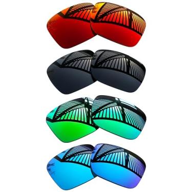 Imagem de MYCOURAG 4 pares de lentes de reposição para óculos de sol Oakley Holbrook XXL OO9487 61 mm - preto sólido + esmeralda + azul gelo + vermelho fogo