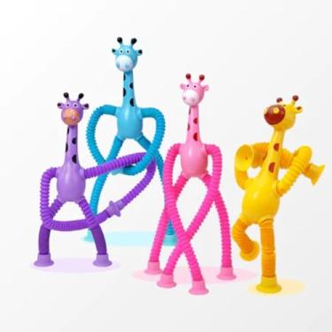 Imagem de Kit 2 girafas estica e gruda pop it tubo tiktok com luz brinquedo presente para crianças Qualidade