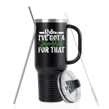 Imagem de Onebttl Presente de contador, copo de presente de planilha, presentes contábeis para mulheres, colegas de trabalho, homens, copo engraçado de aço inoxidável 1,134 g com alça