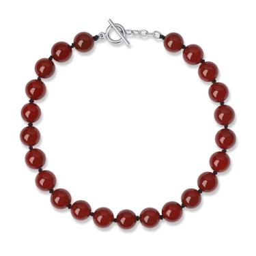 Imagem de GAVU Colar feminino com contas de cornalina vermelha ônix 42 cm/50 cm, 50cm, Pedra, pedra cornalina vermelha