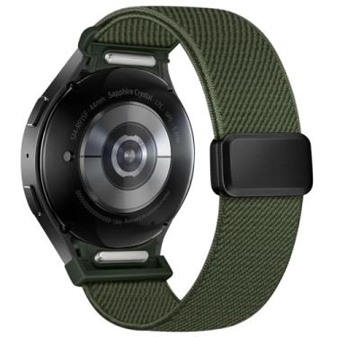 Imagem de Pulseira magnética com um clique compatível com Samsung Galaxy Watch 7 6 5 4 FE de 40 mm e 44 mm/6 4 Classic de 43 mm, 47 mm, 42 mm, 46 mm/5 Pro de 45 mm, pulseira de nylon esportiva sem lacunas de 20