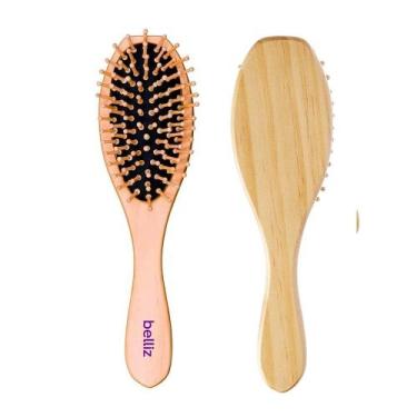 Imagem de Escova de Cabelo de Madeira Almofadada Wood Oval Cerdas de Madeira Red