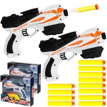 Imagem de Kit 2 Pistolas Arminha Elite Shooter Lança Dardos com Ventosa Presente