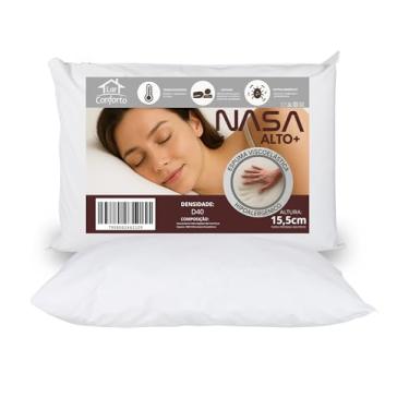 Imagem de Travesseiro Nasa Alto+ 15,5cm Altura Viscoelástico D40 Hipoalergênico com Capa 180 Fios - Lar Conforto