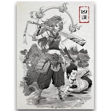 Imagem de Fantasy North - Ranko - The Man-Slayer - Série Yokai com tinta japonesa - Oni Demon - 100 capas de cartas TCG foscas texturizadas - Serve para Pokémon Magic MTG Commander e outros jogos de cartas