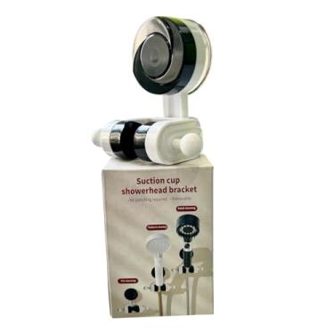 Imagem de Suporte Para Chuveirinho Com Ventosa Ajustável Sem Perfuração Parede Banheiro Base Fixação Móvel