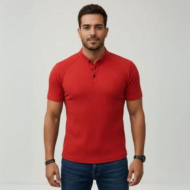Imagem de Camiseta Masculina Manga Curta Raglan Modelo Henley Premium - Ekko, Ve