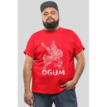 Imagem de Camiseta Ogum Orixá Masculina Plus Size G1 G2 G3 - BLACKCHIC, Vermelho