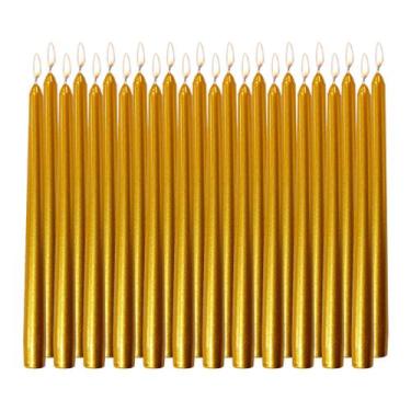 Imagem de Taper Candles Candlesee Gold 25 cm, sem perfume, sem fumaça, pacote co