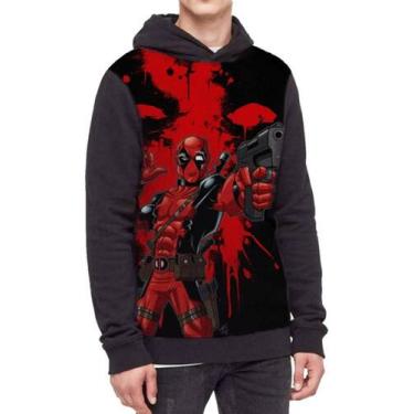Imagem de Moletom Com Capuz Deadpool Full Print Ref:25 - smoke, Preto, G