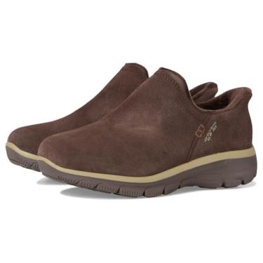 Imagem de Skechers Bota de cano curto feminina de camurça, sem as mãos, sem cadarço, Chocolate, 39