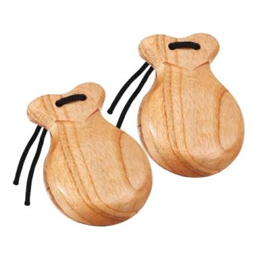 Imagem de Esquirla 2x Castanholas Espanholas Instrumentos de Percussão com Cordas Instrumentos de Percussão de Mão para Música Clássica Prática Palco Show, Cor de Madeira