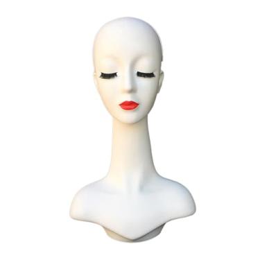 Imagem de Generic Suporte de cabeça de manequim feminino para peruca, profissional, com suporte de ombro para treinamento, para exposição de perucas, chapéus, óculos de, Lábio Vermelho
