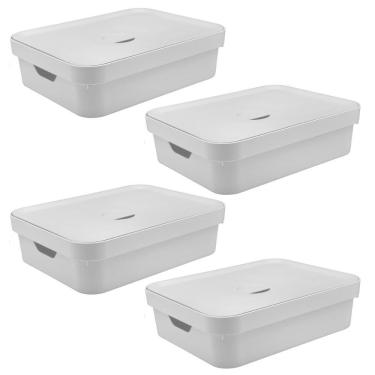 Imagem de Caixa Organizadora Ou Plastico 16L Cube Branca 04 Unidades