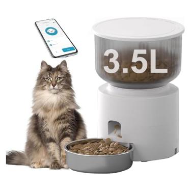 Imagem de Comedouro para Cães Alimentador automático pet,3.5L Comedouro automatico para gatos,Controle de APP WiFi 2.4G,Tigela de aço inoxidável,removível e lavável