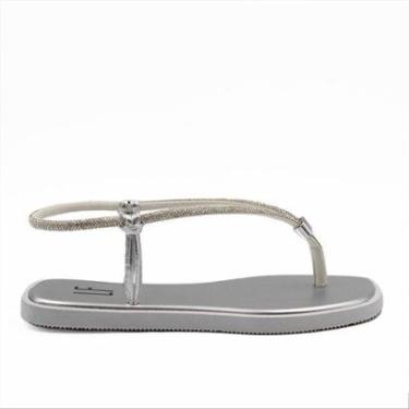 Imagem de Sandália Rasteira Zatta Ajuste Brilho Débora Prata PRATA | #E6E6E6 33/34-Feminino
