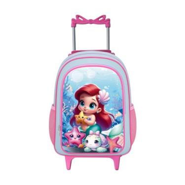 Imagem de Mochila Infantil Escolar de Rodinhas Menina Bolsa Grande Sereia Volta as Aulas