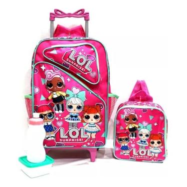 Imagem de Mochila Infantil Bonequinhas Amigas Rodinhas Tam G + Lancheira
