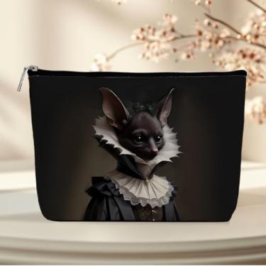Imagem de Bolsa de maquiagem gótica para mulheres, presentes góticos, bolsa vintage com zíper, presentes de bruxa para mulheres, bruxa gótica para bolsa, bolsa de cosméticos vintage morcego vampiro para meninas
