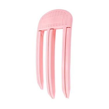 Imagem de 3 dentes pequeno vento plástico pente cabeça alta artefato fofo topo raiz de cabelo grampo de cabelo fixo artefato fofo grampo de cabelo feminino (rosa)