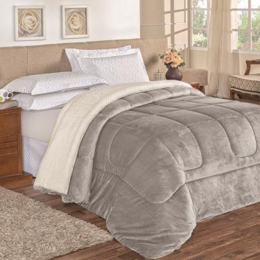 Imagem de Coberdrom Apollo Solteiro Sherpa Manta Flannel Toque Lã de Carneiro 1 Peça - Cinza