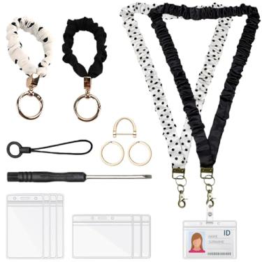 Imagem de Bgzdxhxyr 2 cordões para professores para crachás de identificação e chaves, cordão elástico com fivela retrátil de segurança para presente de professor de escritório (preto + branco)