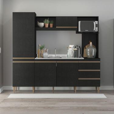 Imagem de Armário De Cozinha Compacta 215x203cm Mdp 0318 Menu Móveis Preto