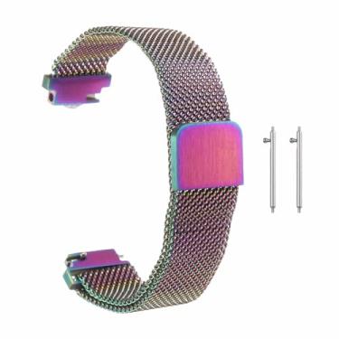 Imagem de HARFINGTON Pulseira de relógio de malha de aço inoxidável de substituição de metal de liberação rápida com fivela magnética para homens e mulheres, Colorido., 12mm
