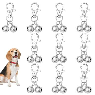Imagem de Xinjoduz 10 PÇS Mini coleira de cachorro sino de treinamento prata sino gato colar de sino alto com clipes de pressão resistentes para cães animais de estimação rastreamento e treinamento presente de
